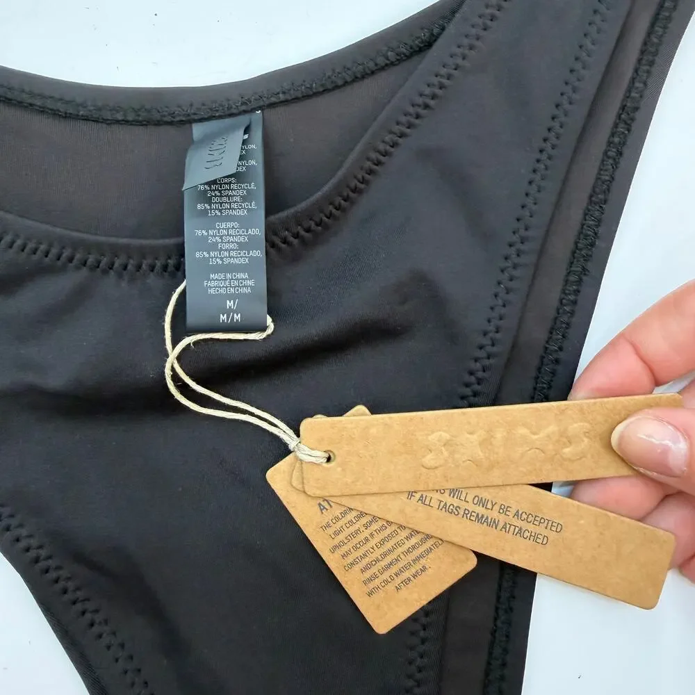 NEW SKIMS Black Cheeky Tanga Bikini Bottom Swimsuit Medium